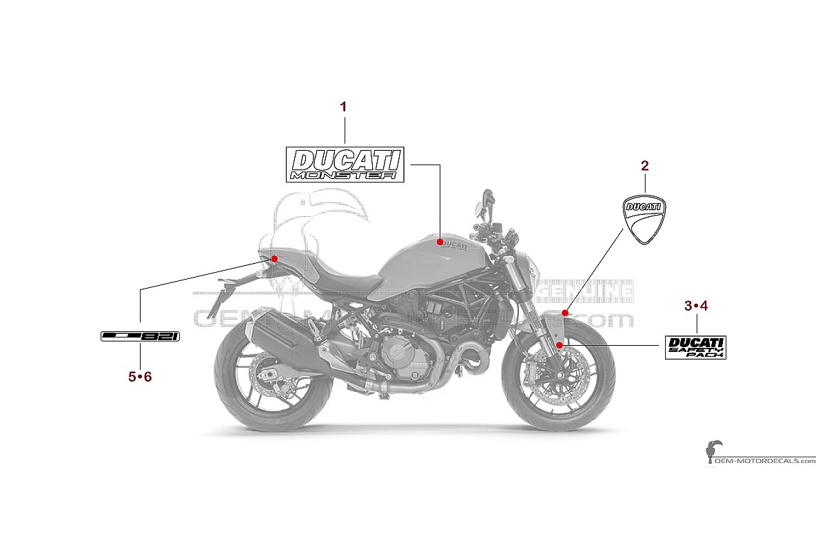 Adesivi per Ducati MONSTER 821 2019 - Giallo • Ducati Adesivi OEM
