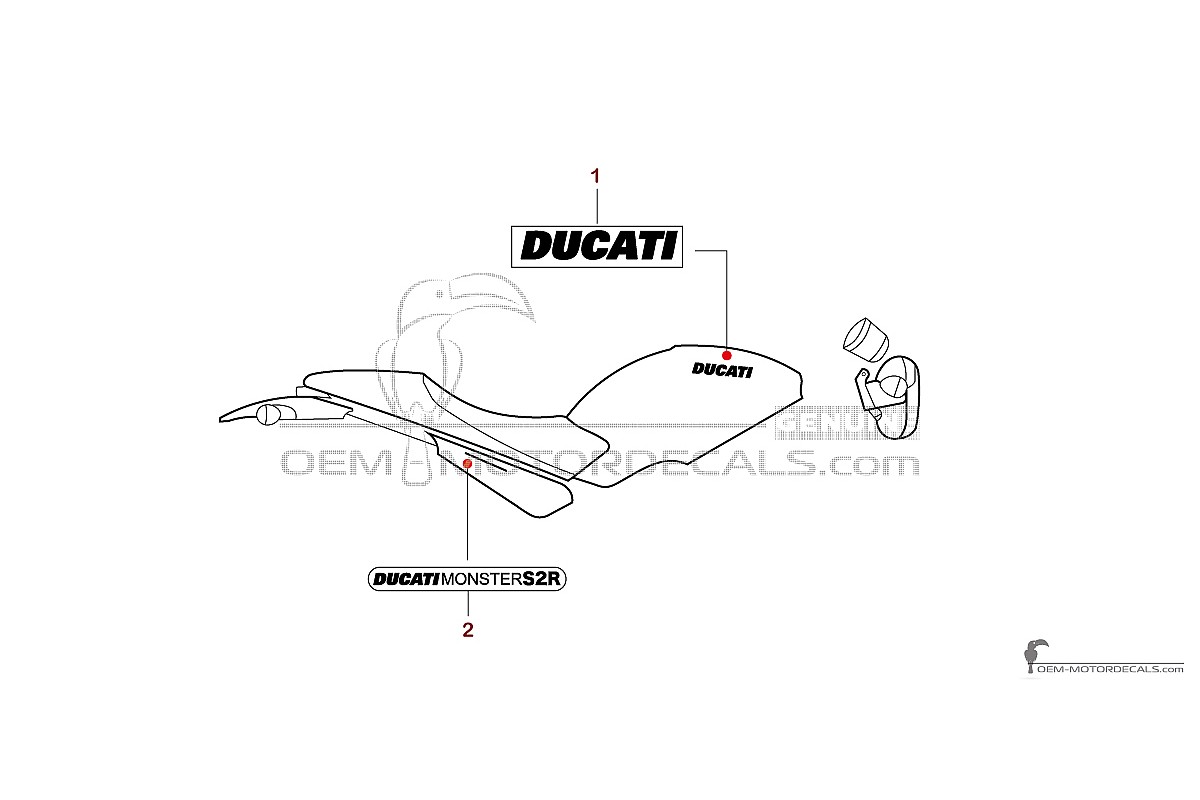 Pegatinas para Ducati MONSTER S2R 2005 - Gris oscuro • Ducati Pegatinas OEM