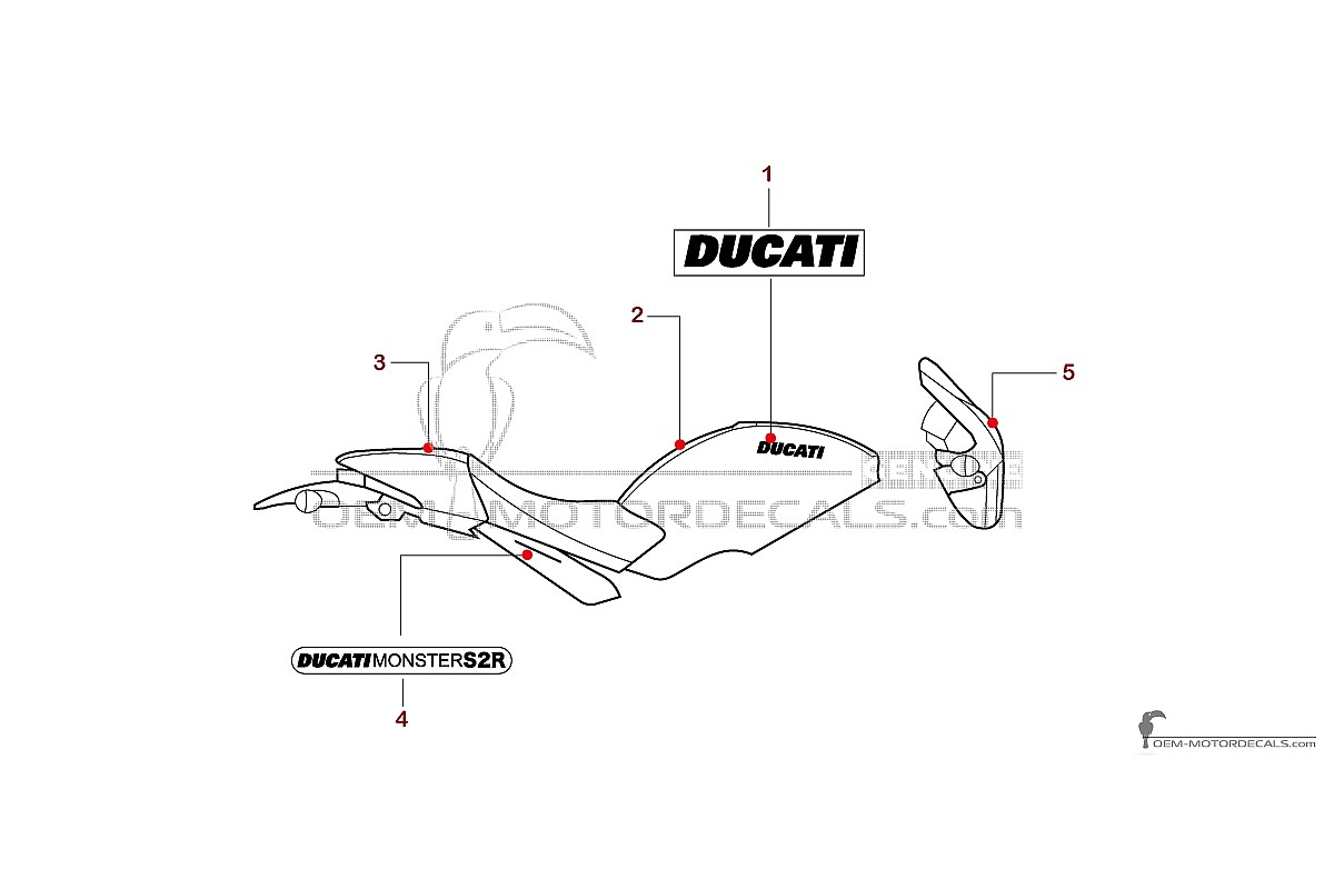 Pegatinas para Ducati MONSTER S2R 2006 - Negro • Ducati Pegatinas OEM