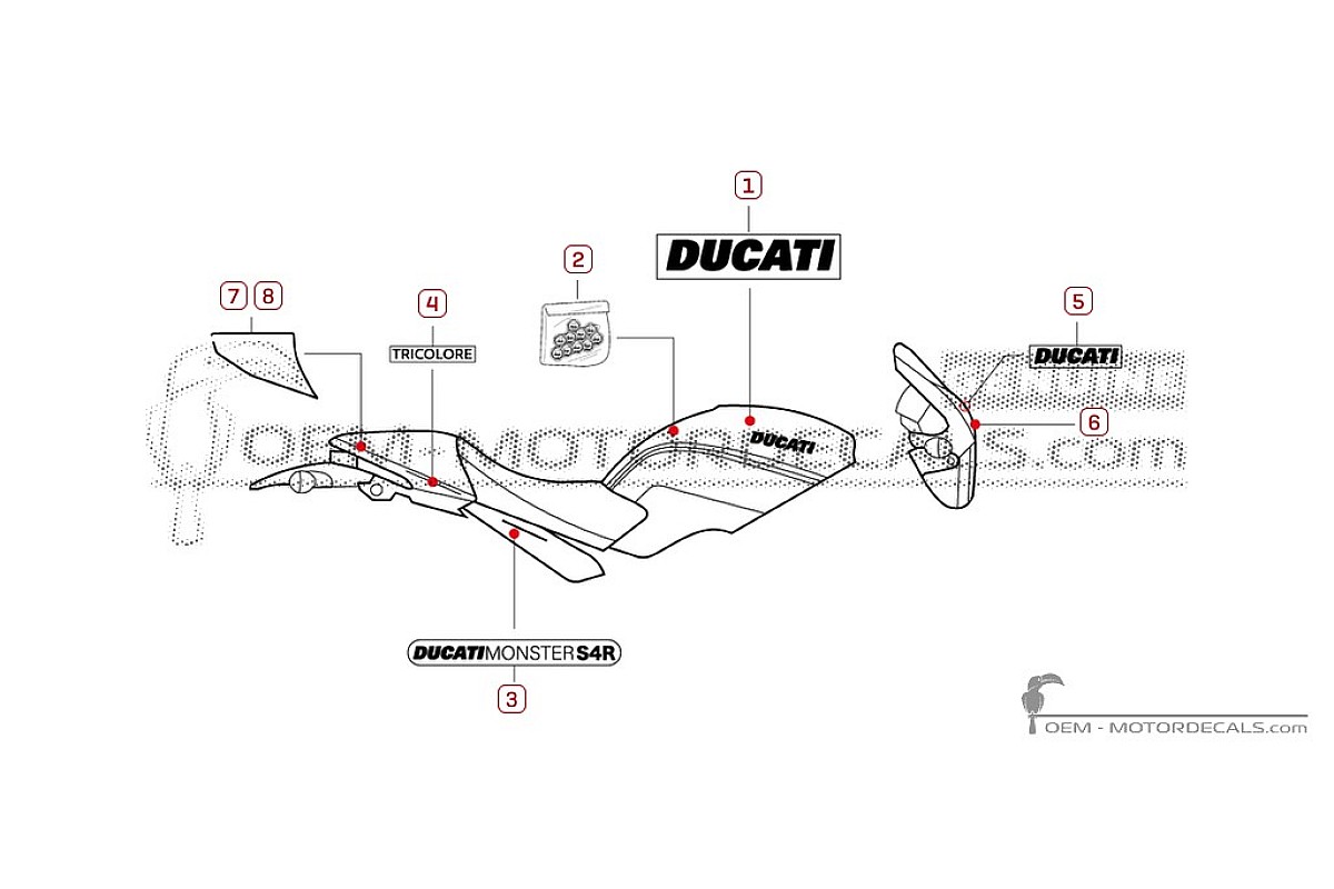 Decals for Ducati MONSTER S4R S4RS 2008 • Ducati OEM Decals