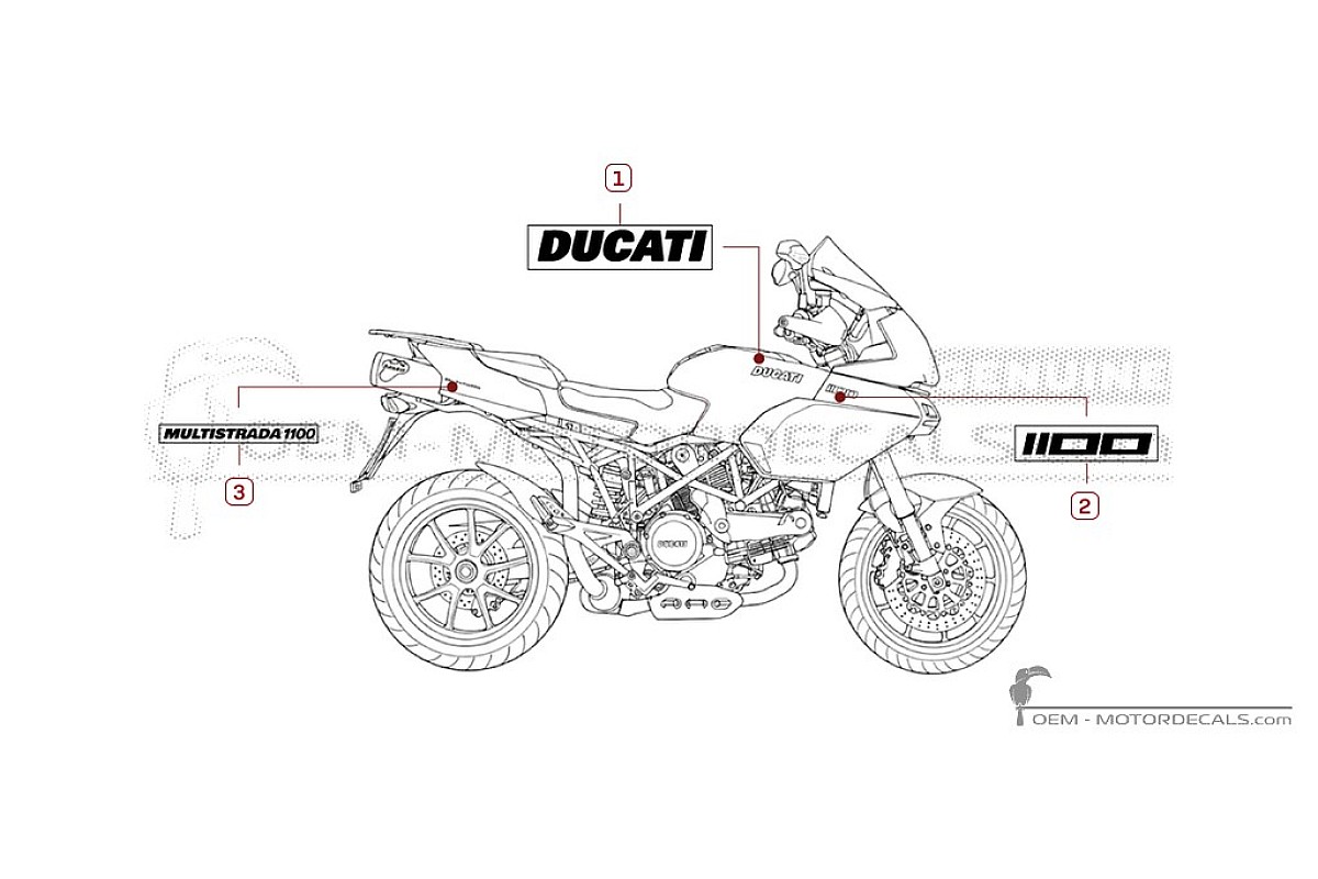 Aufkleber für Ducati MULTISTRADA 1100 2007 • Ducati OEM-Aufkleber