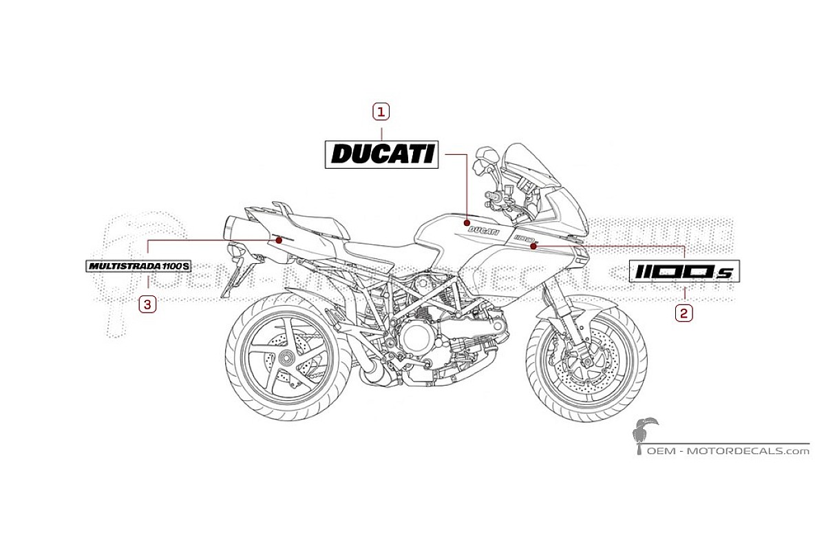 Naklejki do Ducati MULTISTRADA 1100 S 2007 • Ducati Naklejki OEM