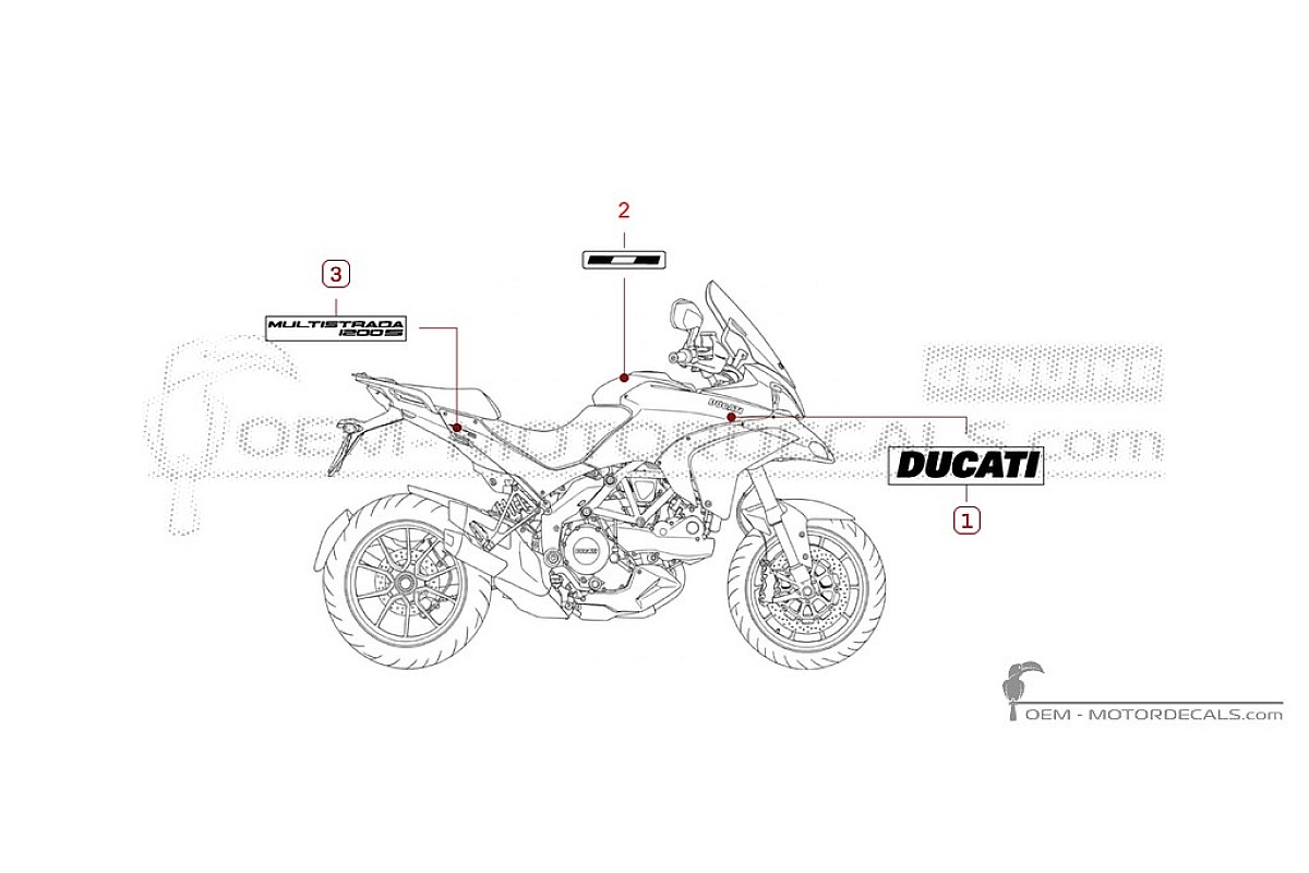 Autocollants pour Ducati MULTISTRADA 1200 S 2012 • Ducati Autocollants OEM