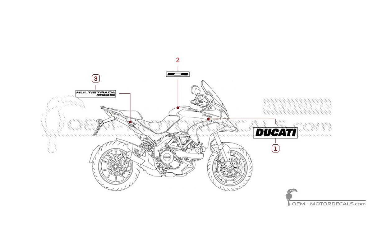 Autocollants pour Ducati MULTISTRADA 1200 S 2012 • Ducati Autocollants OEM