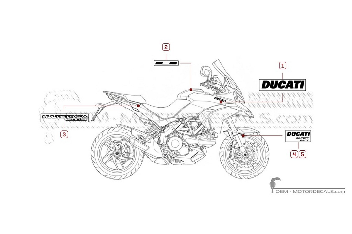 Autocollants pour Ducati MULTISTRADA 1200 S 2014 • Ducati Autocollants OEM