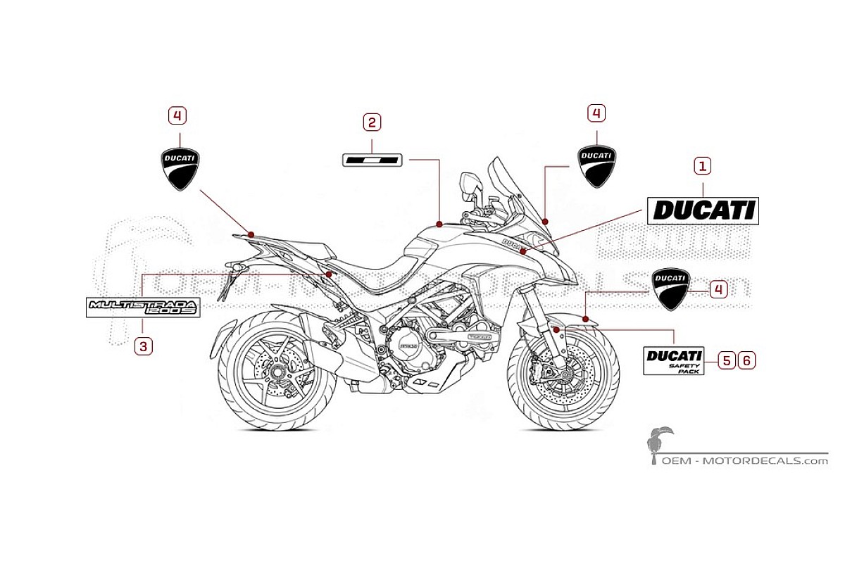 Decals for Ducati MULTISTRADA 1200 S 2015 • Ducati OEM Decals