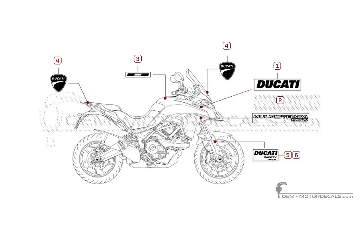 Autocollants pour Ducati MULTISTRADA 950 2017 • Ducati Autocollants OEM