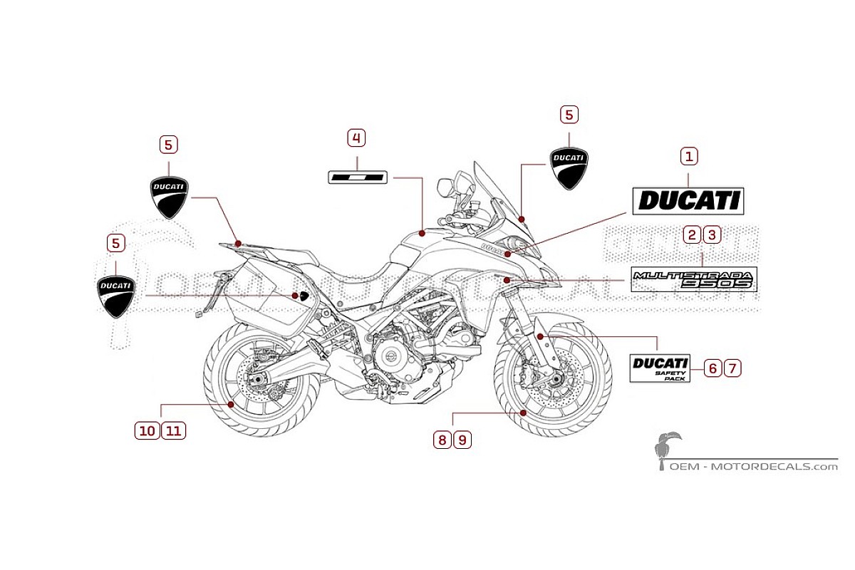 Pegatinas para Ducati MULTISTRADA 950 S Touring  2021 • Ducati Pegatinas OEM