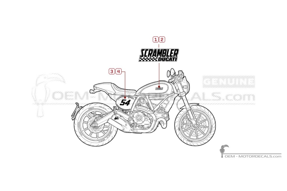 Aufkleber für Ducati SCRAMBLER Cafe Racer 2017 • Ducati OEM-Aufkleber