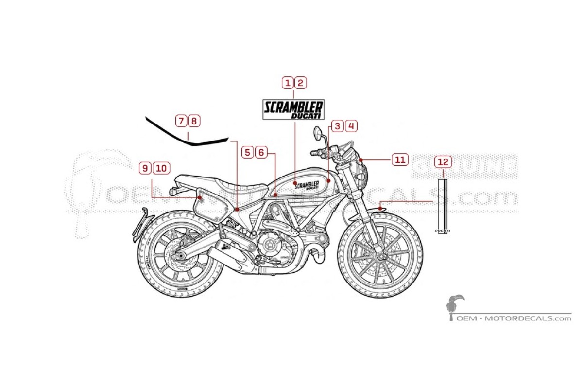 Aufkleber für Ducati SCRAMBLER Flat Track Pro 2017 • Ducati OEM-Aufkleber