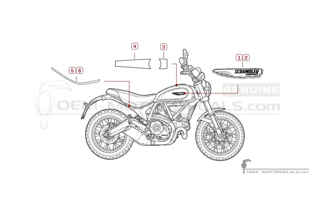 Aufkleber für Ducati SCRAMBLER Classic 2017 • Ducati OEM-Aufkleber
