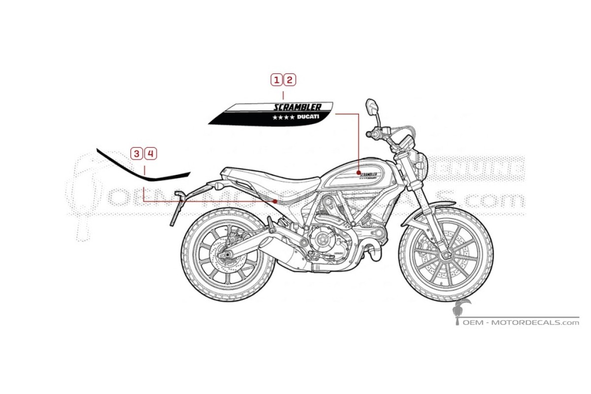 Aufkleber für Ducati SCRAMBLER Sixty2 2018 • Ducati OEM-Aufkleber