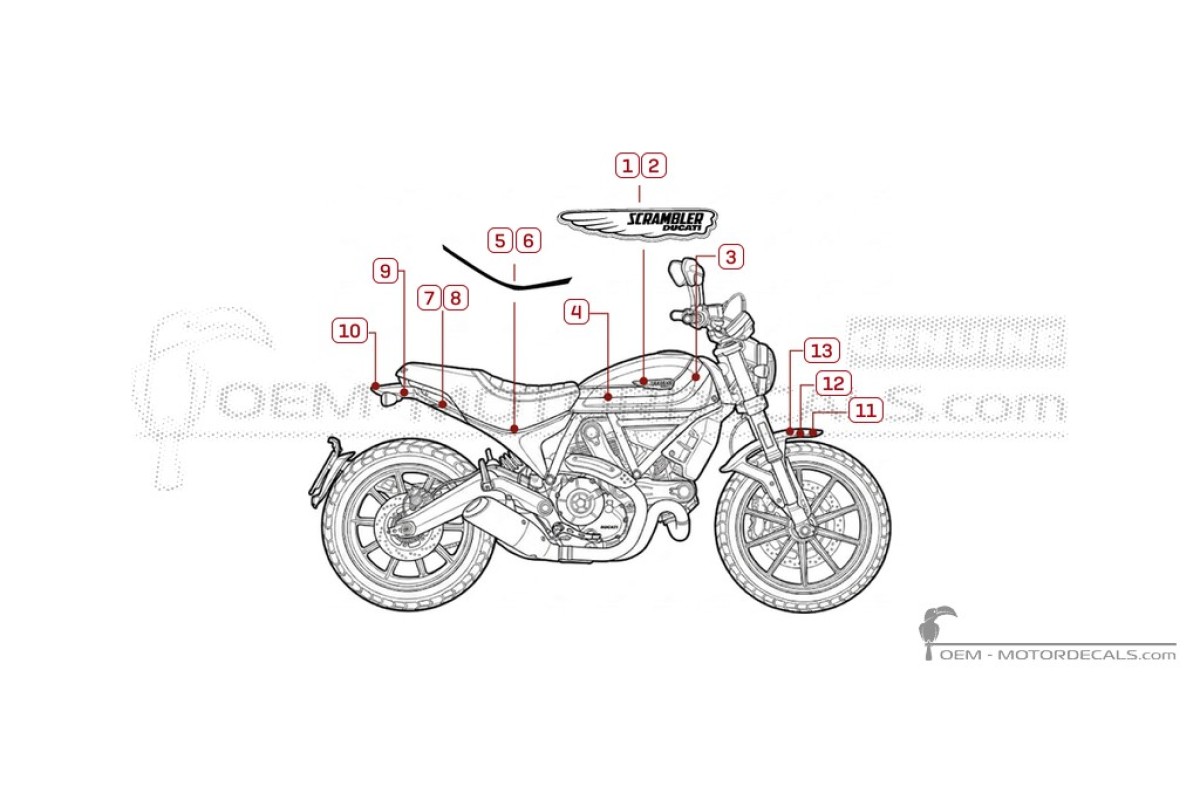 Aufkleber für Ducati SCRAMBLER Mach 2.0 2018 • Ducati OEM-Aufkleber