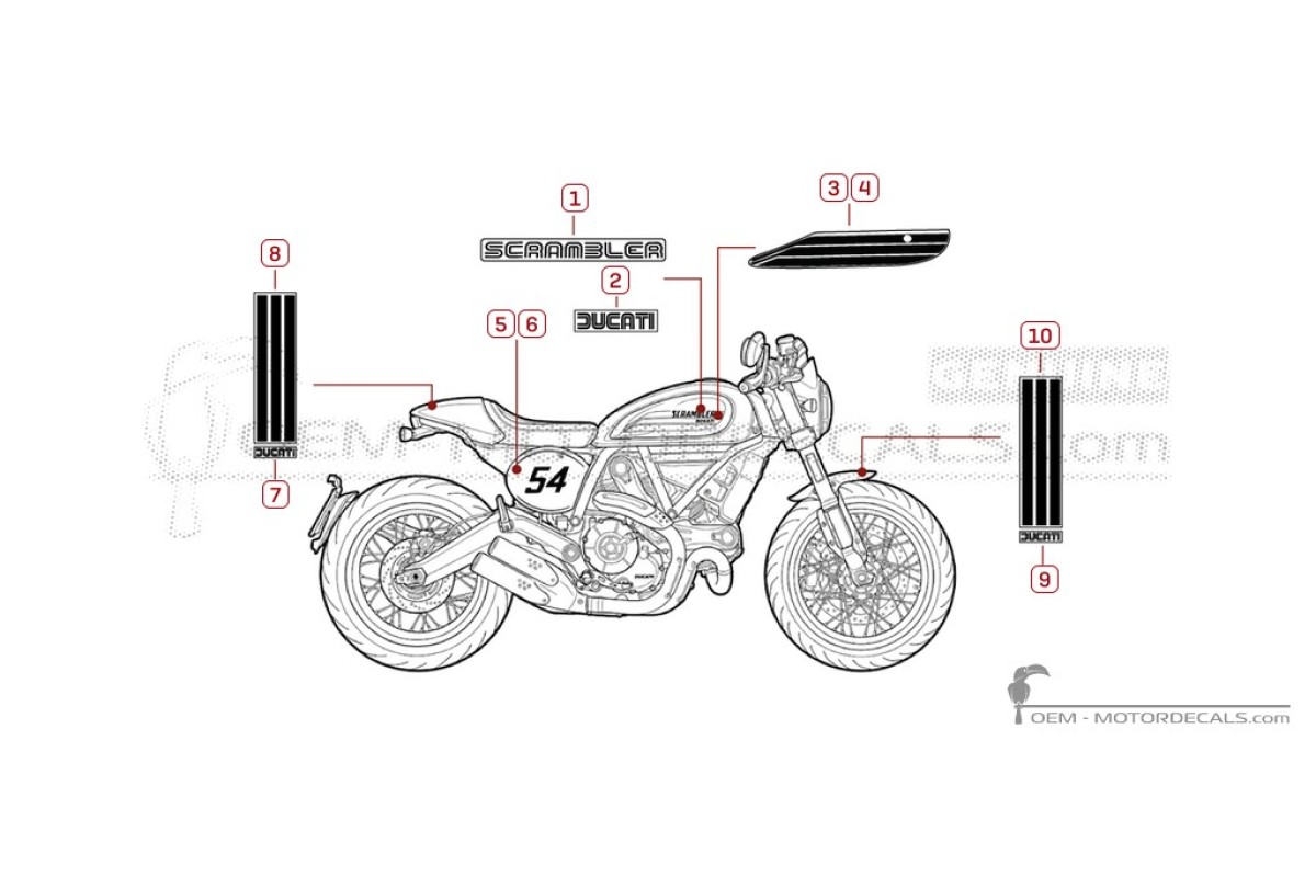 Aufkleber für Ducati SCRAMBLER Cafe Racer 2019 • Ducati OEM-Aufkleber
