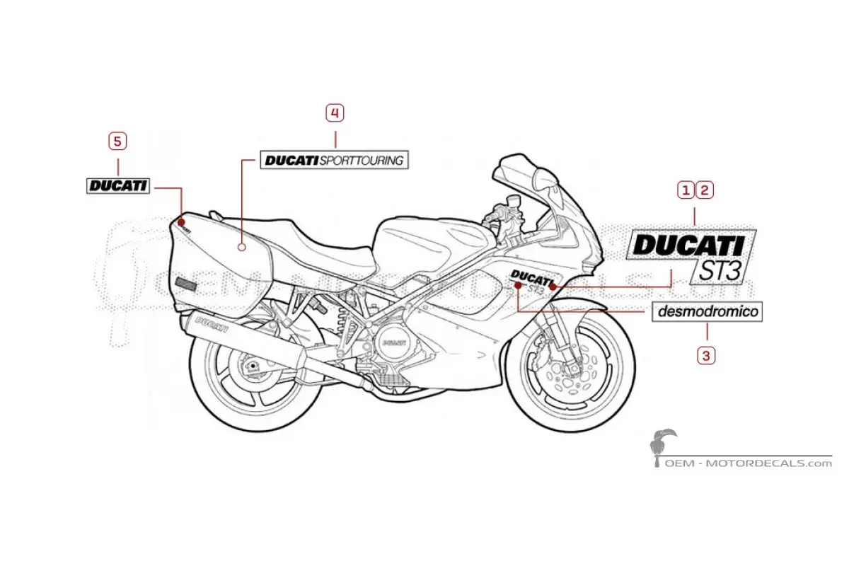 Aufkleber für Ducati ST3 992 Sport Touring 2004 • Ducati OEM-Aufkleber