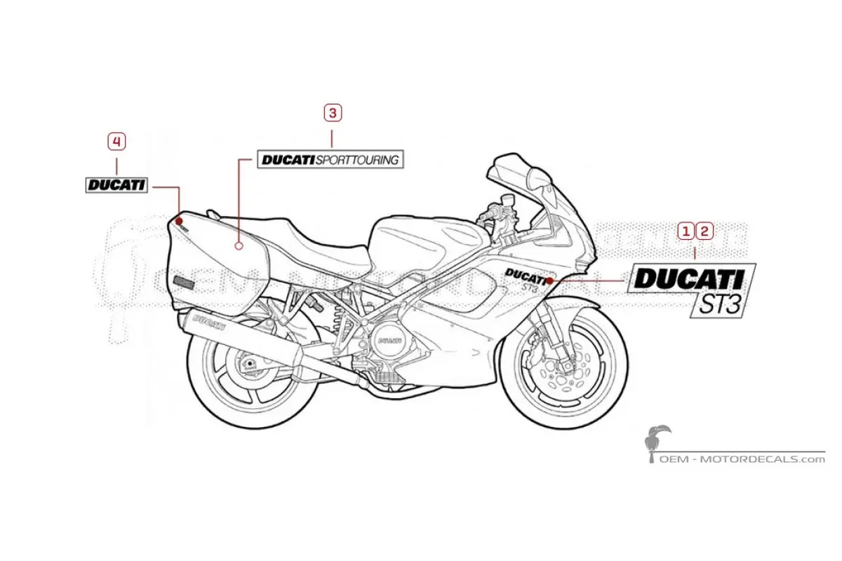 Aufkleber für Ducati ST3 992 Sport Touring 2006 • Ducati OEM-Aufkleber