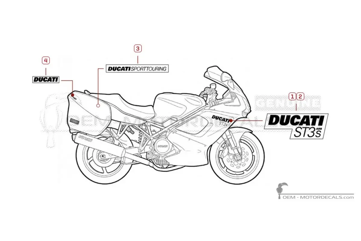 Aufkleber für Ducati ST3 992 Sport Touring S 2007 • Ducati OEM-Aufkleber
