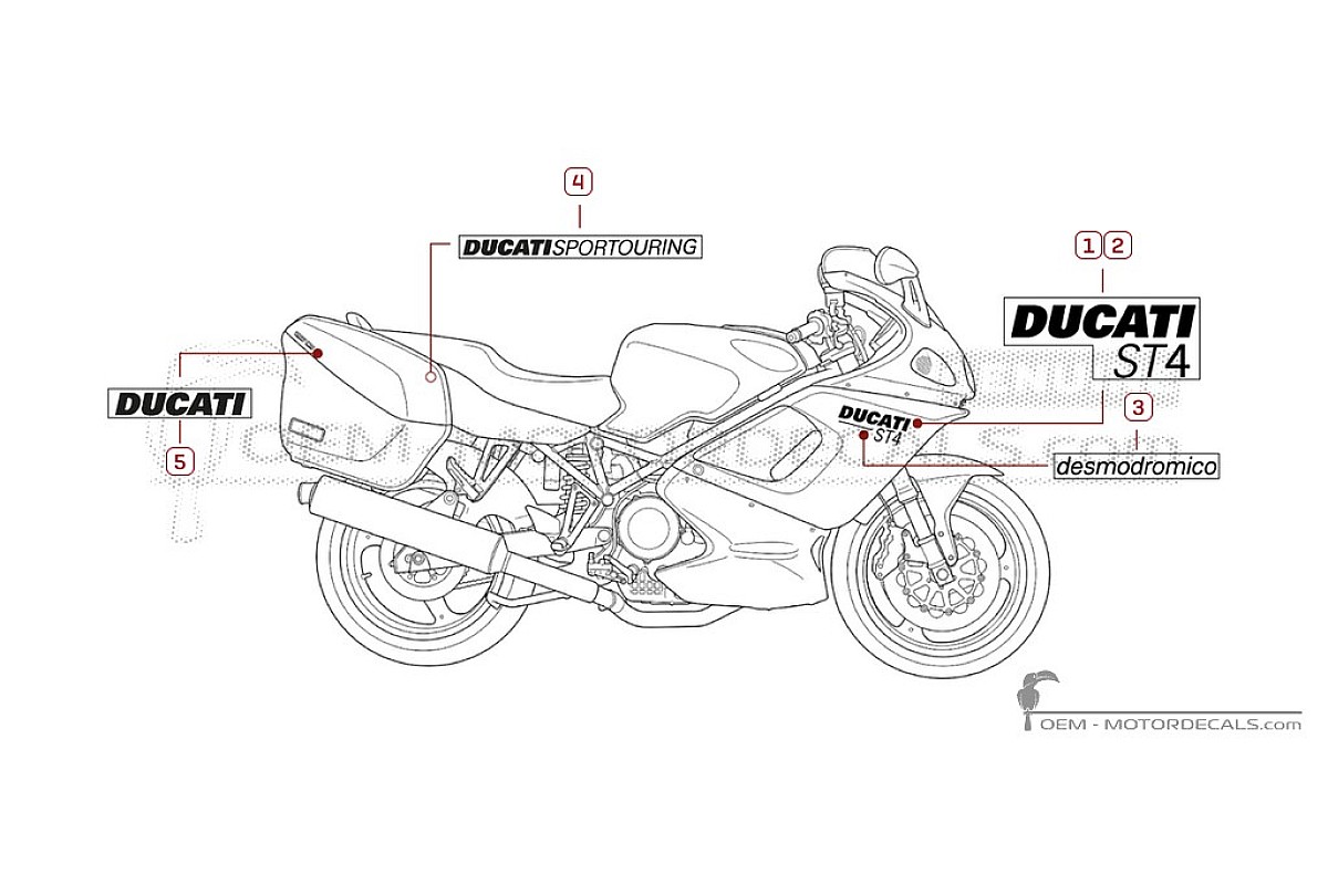 Aufkleber für Ducati ST4 916 Sport Touring 2000 • Ducati OEM-Aufkleber