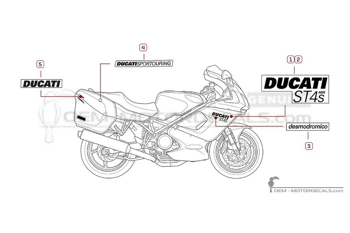 Adesivi per Ducati ST4S 996 Sport Touring ABS 2003 • Ducati Adesivi OEM