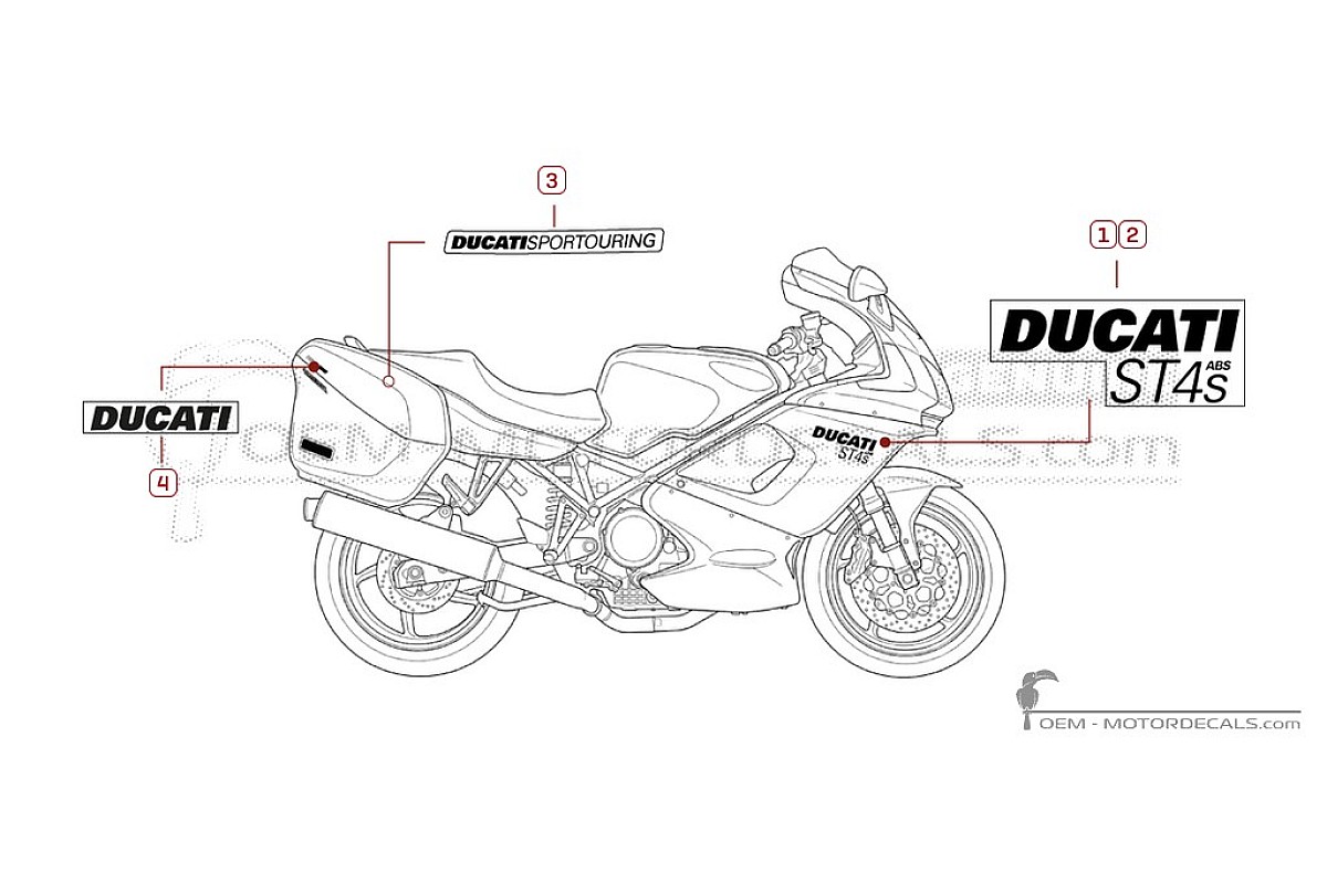 Adesivi per Ducati ST4S 996 Sport Touring ABS 2005 • Ducati Adesivi OEM