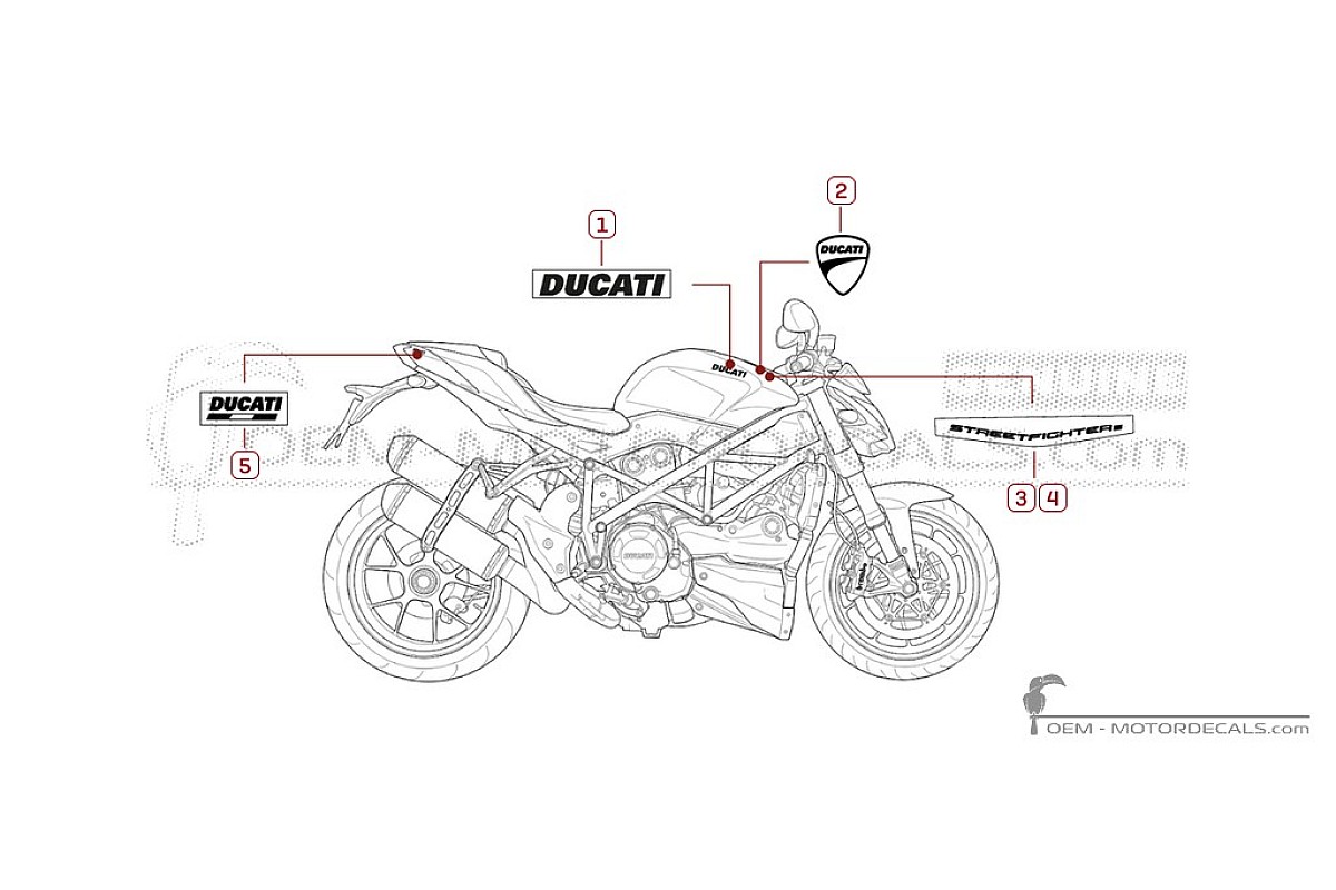 Naklejki do Ducati STREETFIGHTER 1098 S 2011 • Ducati Naklejki OEM