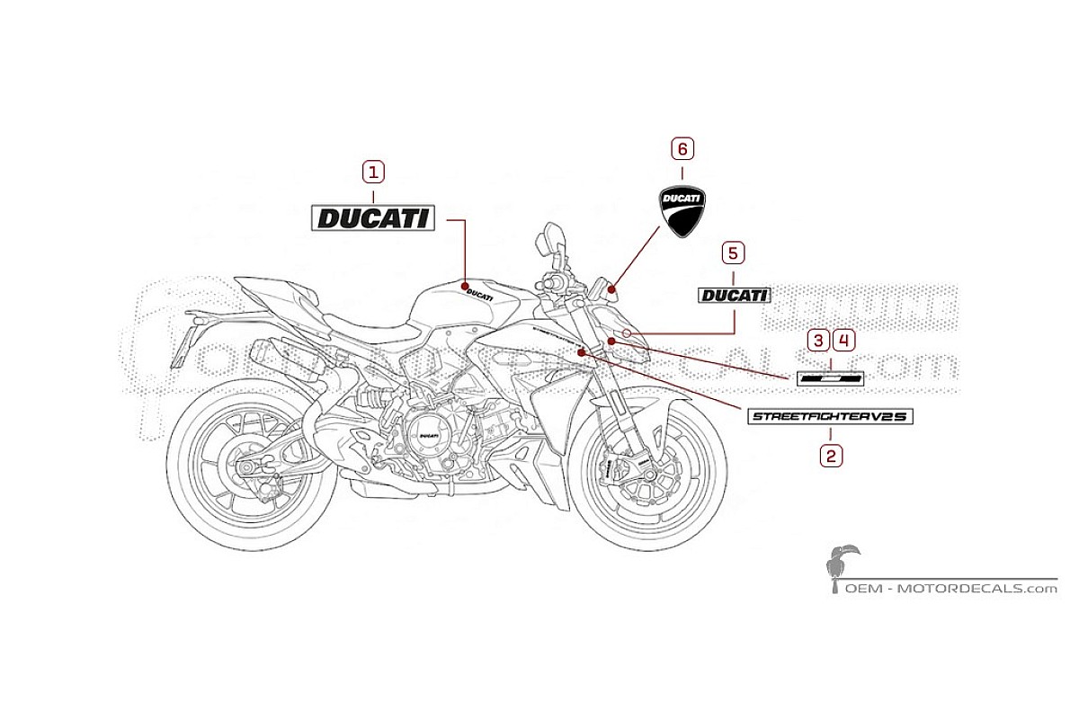 Autocollants pour Ducati STREETFIGHTER V2 S 2025 • Ducati Autocollants OEM