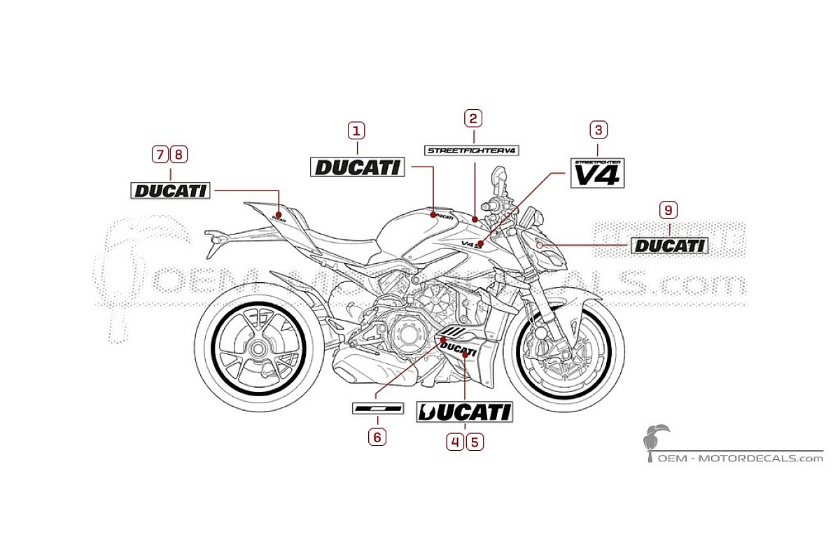 Aufkleber für Ducati STREETFIGHTER V4 2023 • Ducati OEM-Aufkleber
