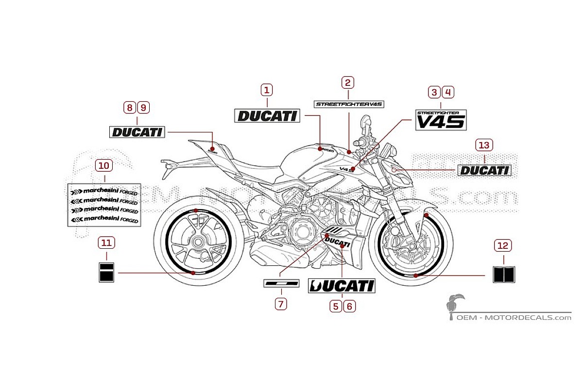 Decals for Ducati STREETFIGHTER V4 S 2024 • Ducati OEM Decals