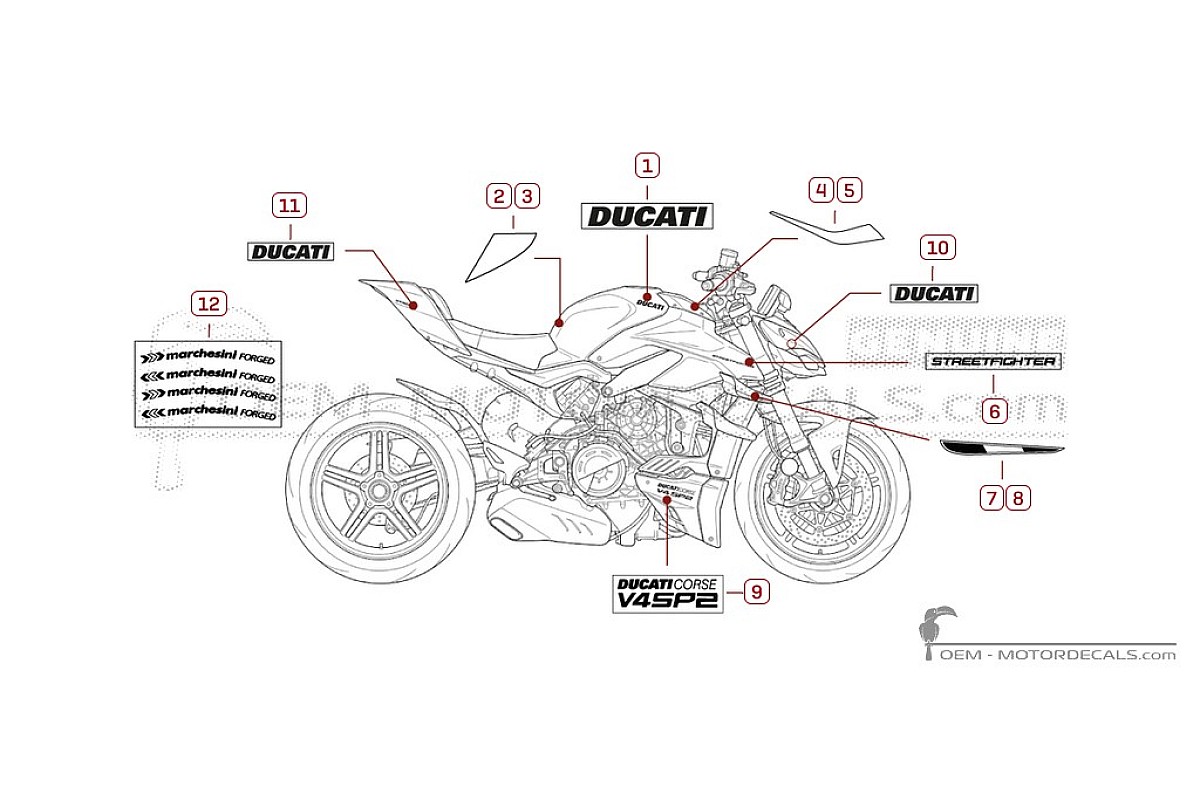 Autocollants pour Ducati STREETFIGHTER V4 SP2 2024 • Ducati Autocollants OEM