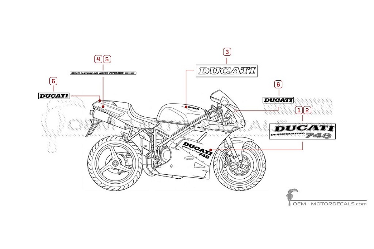 Pegatinas para Ducati SUPERBIKE 748 1995 • Ducati Pegatinas OEM