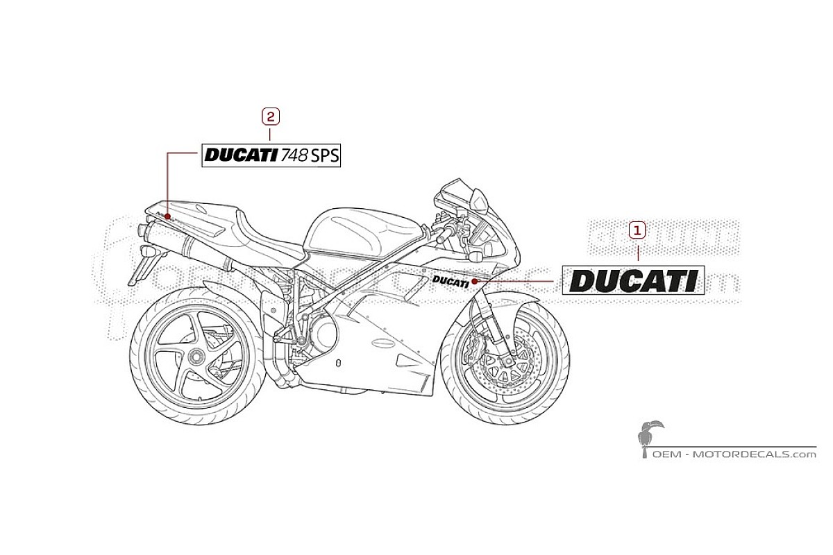 Autocollants pour Ducati SUPERBIKE 748 SPS 1998 • Ducati Autocollants OEM