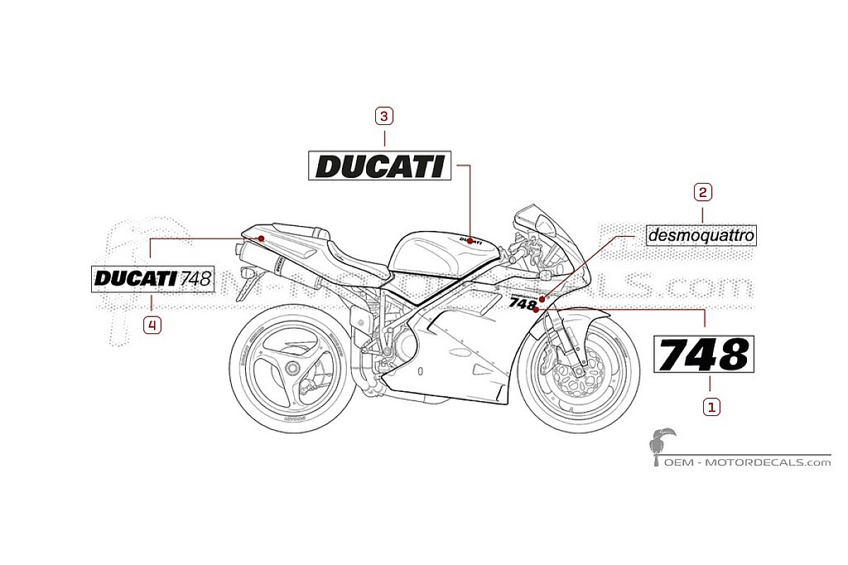 Autocollants pour Ducati SUPERBIKE 748 1999 • Ducati Autocollants OEM