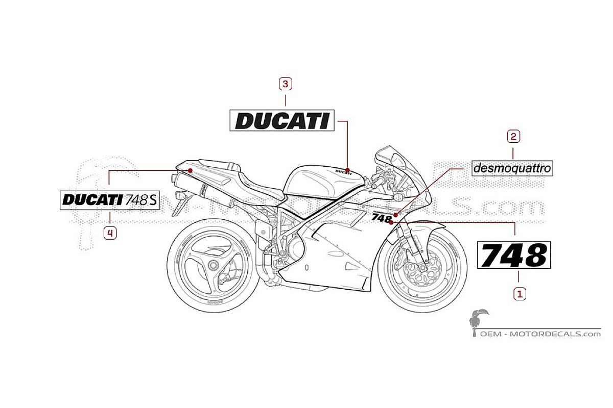 Pegatinas para Ducati SUPERBIKE 748 S 2000 • Ducati Pegatinas OEM