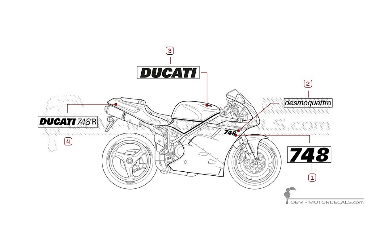 Autocollants pour Ducati SUPERBIKE 748 R 2000 • Ducati Autocollants OEM