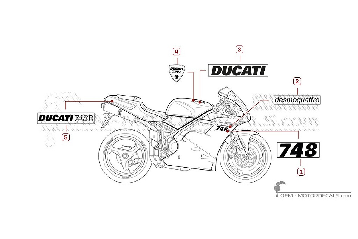 Autocollants pour Ducati SUPERBIKE 748 R 2001 • Ducati Autocollants OEM