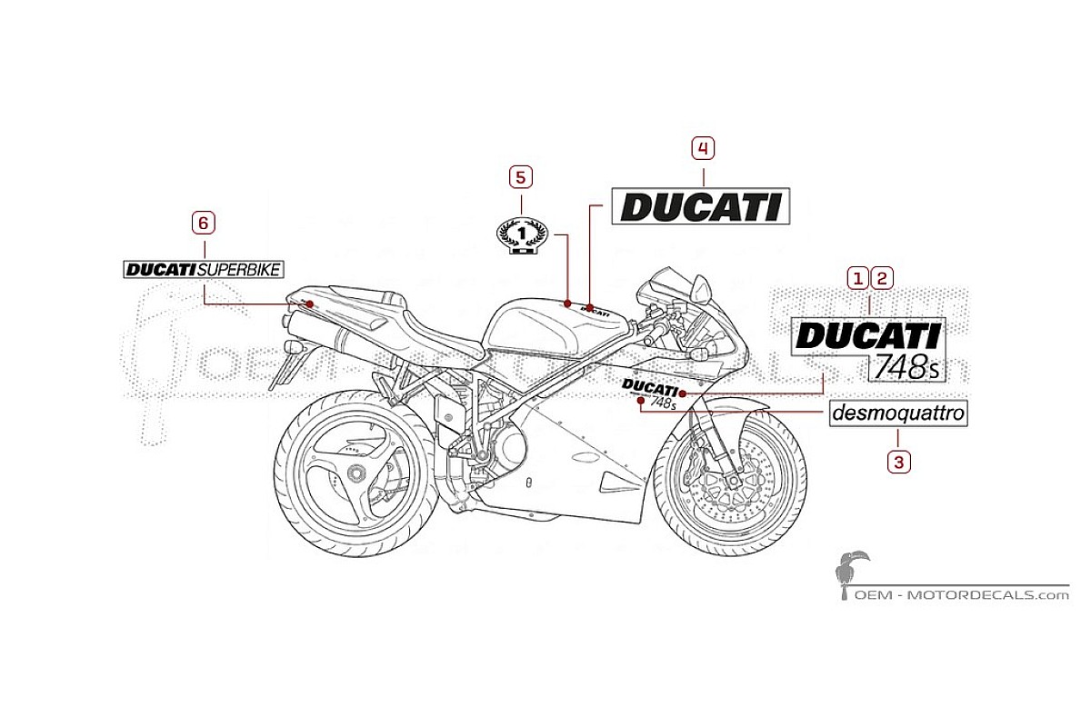 Pegatinas para Ducati SUPERBIKE 748 S 2002 • Ducati Pegatinas OEM