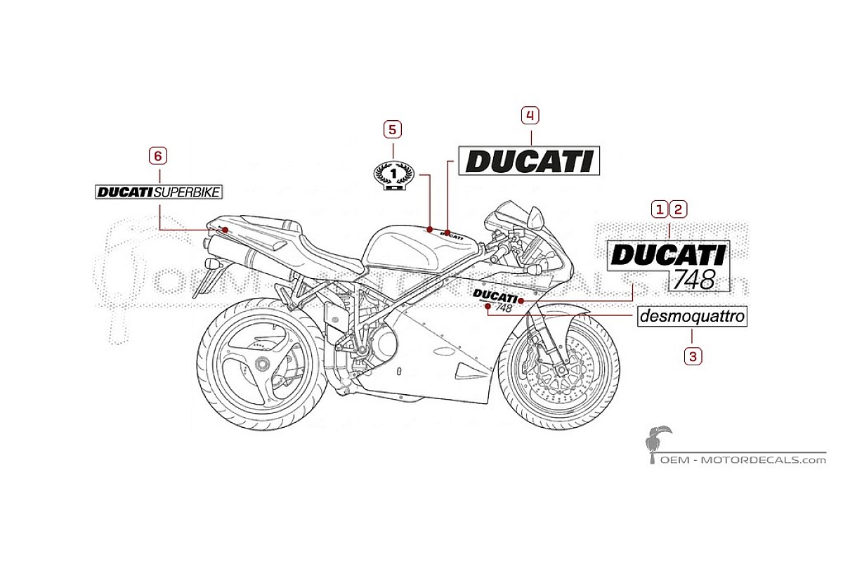 Pegatinas para Ducati SUPERBIKE 748 2002 • Ducati Pegatinas OEM