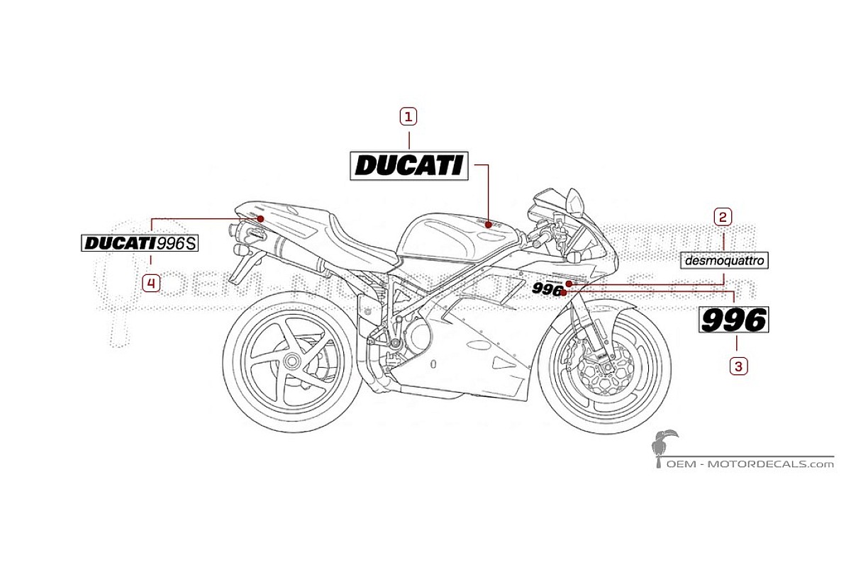 Decals for Ducati SUPERBIKE 996 S 2001 • Ducati OEM Decals