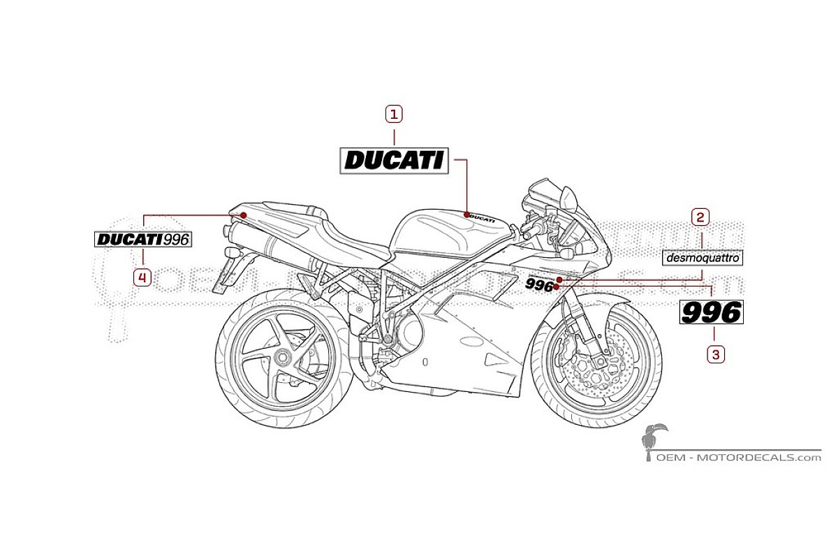 Decals for Ducati SUPERBIKE 996 2001 • Ducati OEM Decals
