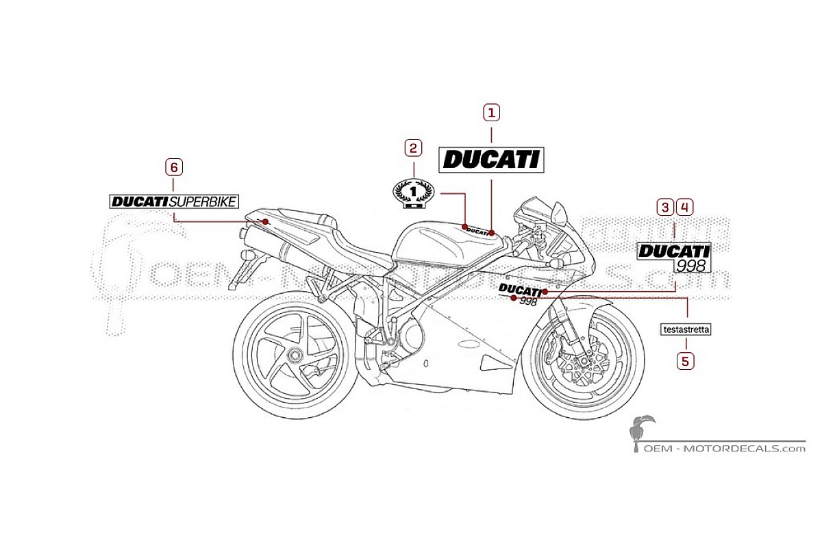 Decals for Ducati SUPERBIKE 998 2002 • Ducati OEM Decals