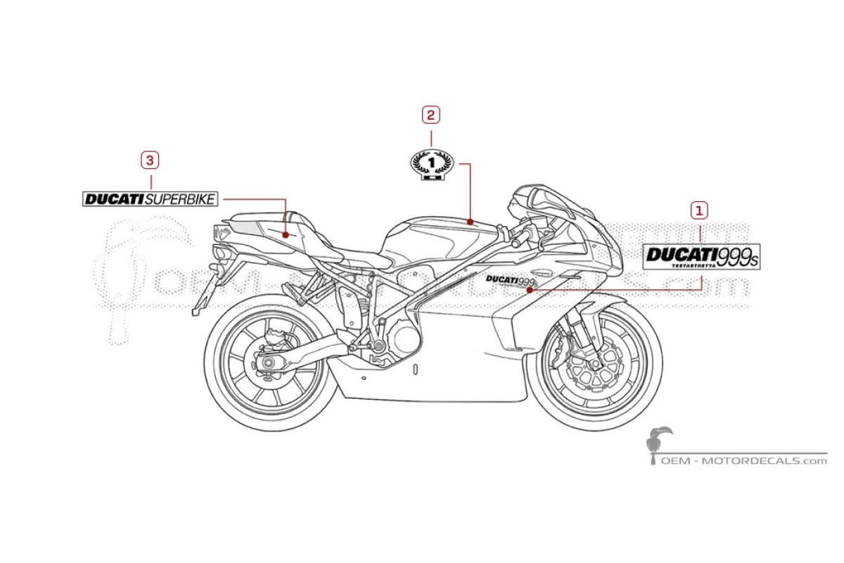 Adesivi per Ducati SUPERBIKE 999 S 2005 • Ducati Adesivi OEM