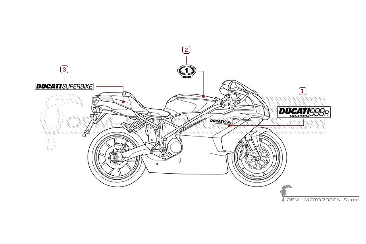 Adesivi per Ducati SUPERBIKE 999 R 2006 • Ducati Adesivi OEM