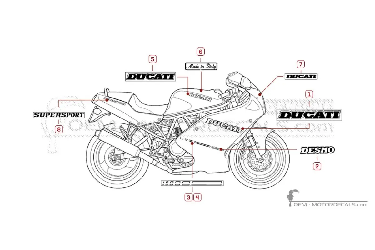 Aufkleber für Ducati SUPERSPORT 750 SS 1991 • Ducati OEM-Aufkleber