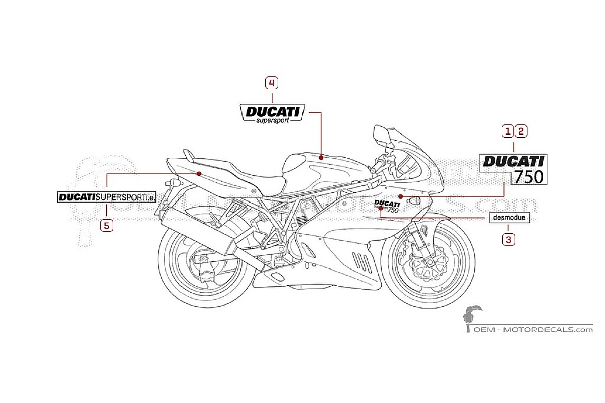 Adesivi per Ducati SUPERSPORT 750 SS i.e. 2002 • Ducati Adesivi OEM