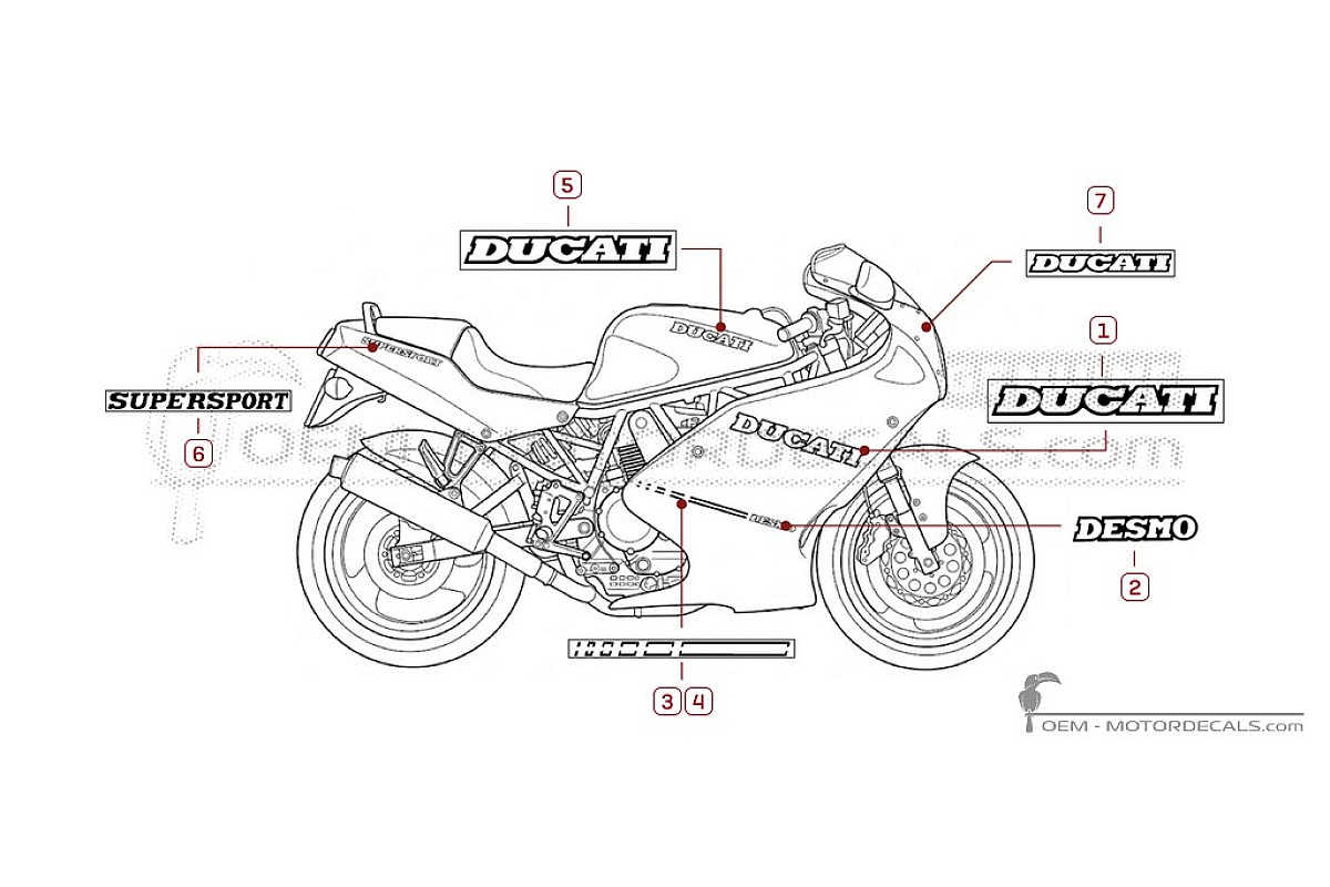 Naklejki do Ducati SUPERSPORT 900 SS  1992 • Ducati Naklejki OEM