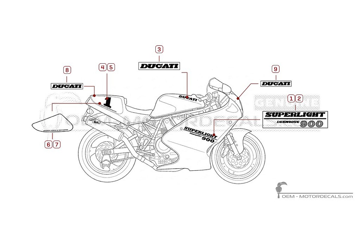 Stickers voor Ducati SUPERSPORT 900 SS Super Light  1995 • Ducati OEM Stickers