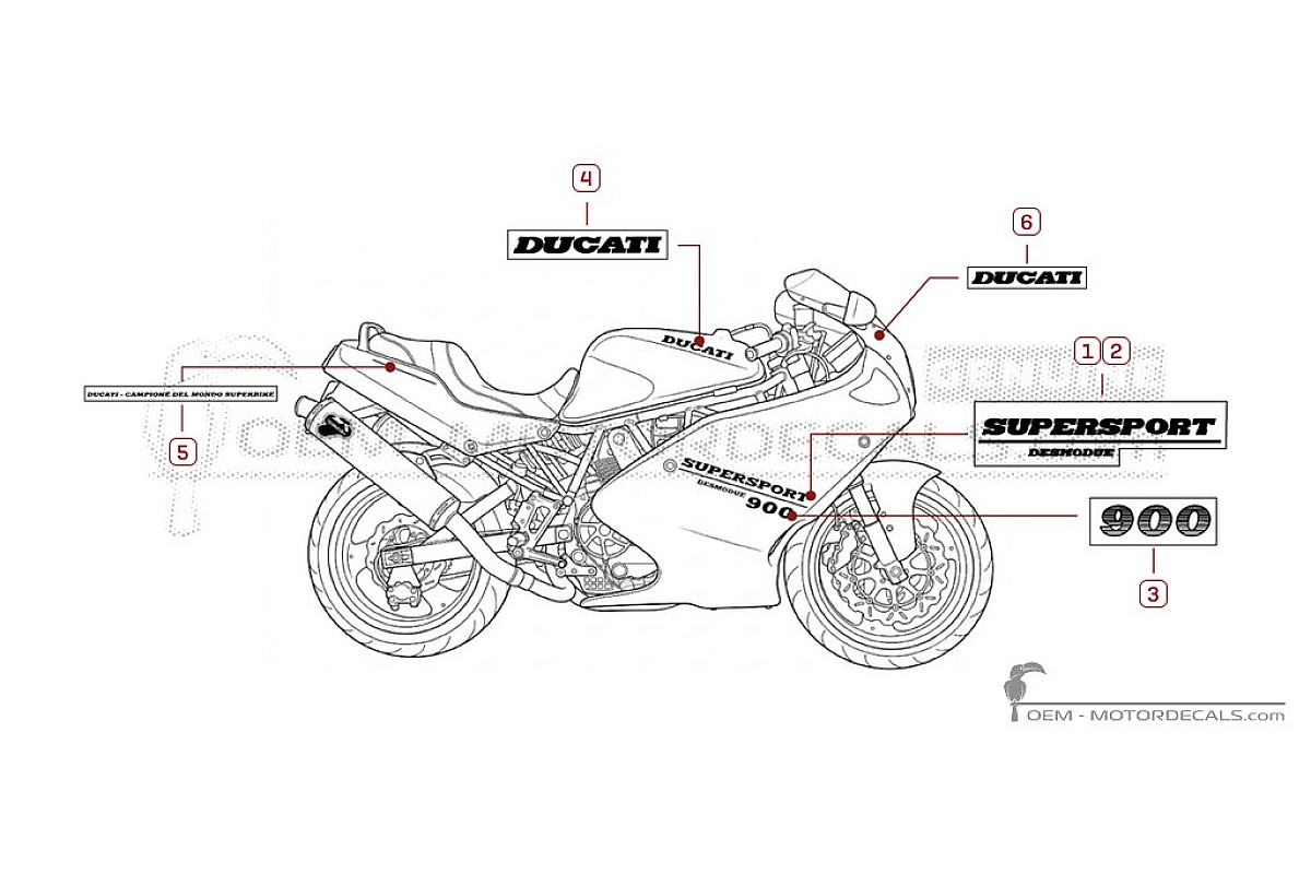 Stickers voor Ducati SUPERSPORT 900 SS  1995 • Ducati OEM Stickers