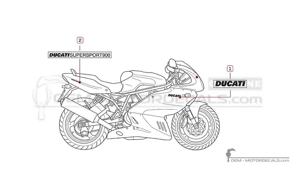 Stickers voor Ducati SUPERSPORT 900 SS 1999 • Ducati OEM Stickers