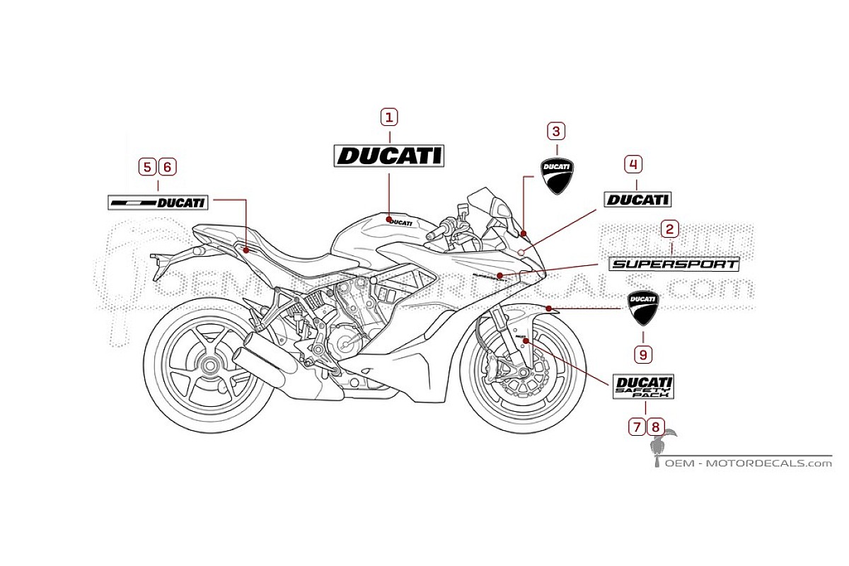 Decals for Ducati SUPERSPORT 939 2017 • Ducati OEM Decals