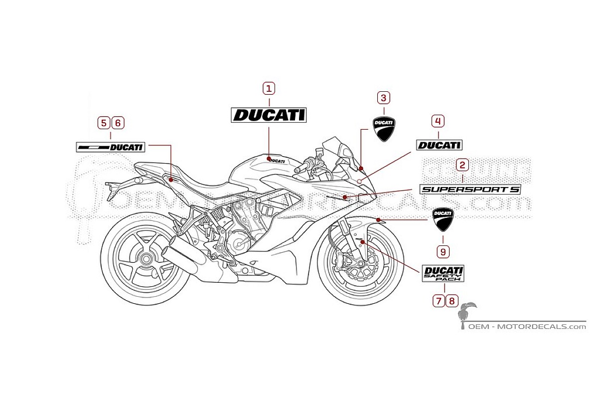 Decals for Ducati SUPERSPORT 939 S 2017 • Ducati OEM Decals